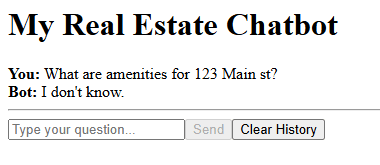 Chatbot gracefully handling an out‑of‑scope question for 123 Main St.